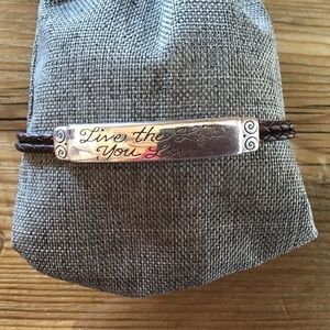 BRIGHTON Brown Leather “Live the Life” Bracelet